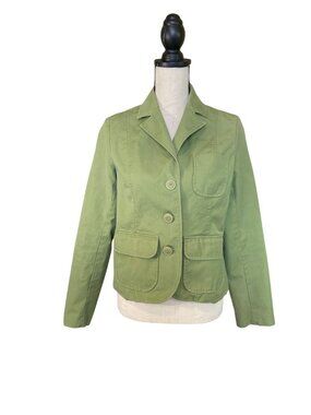 Old Navy Green Blazer Jacket M Cotton Preppy Casual Lightweight Y2K Utility
